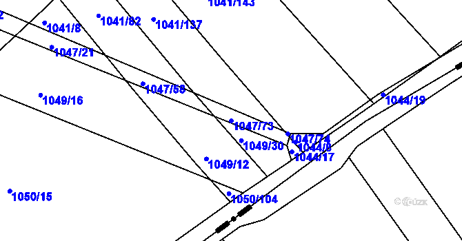 Parcela st. 1047/73 v KÚ Prace, Katastrální mapa