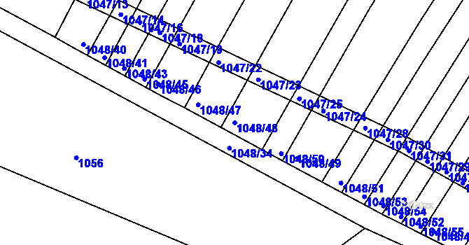 Parcela st. 1048/48 v KÚ Prace, Katastrální mapa
