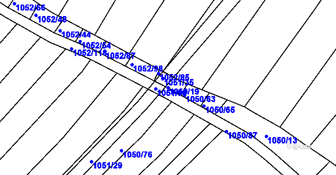 Parcela st. 1050/19 v KÚ Prace, Katastrální mapa