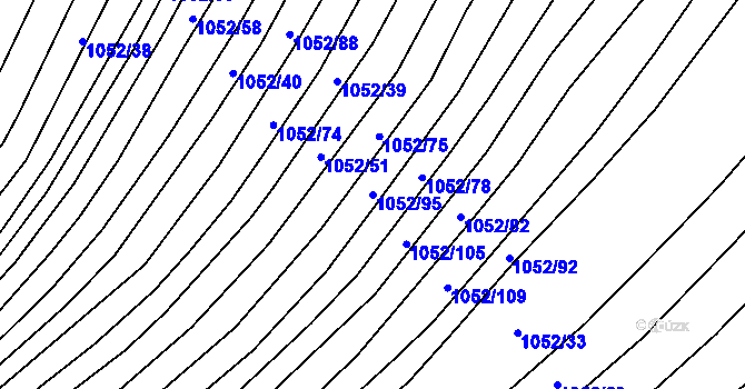 Parcela st. 1052/95 v KÚ Prace, Katastrální mapa