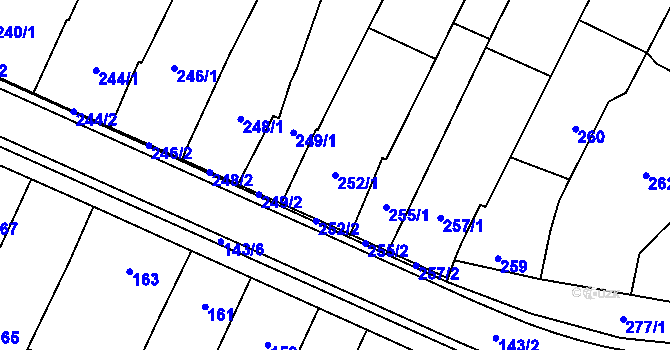 Parcela st. 252/1 v KÚ Prace, Katastrální mapa
