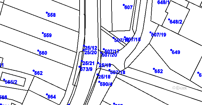 Parcela st. 507/20 v KÚ Prace, Katastrální mapa