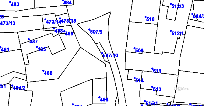 Parcela st. 507/10 v KÚ Prace, Katastrální mapa