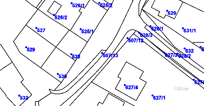 Parcela st. 507/13 v KÚ Prace, Katastrální mapa