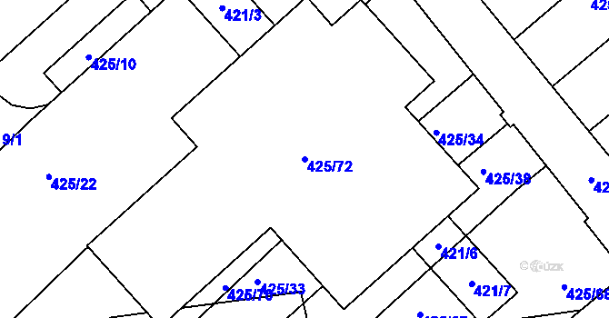 Parcela st. 425/72 v KÚ Prace, Katastrální mapa