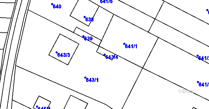 Parcela st. 643/4 v KÚ Prace, Katastrální mapa