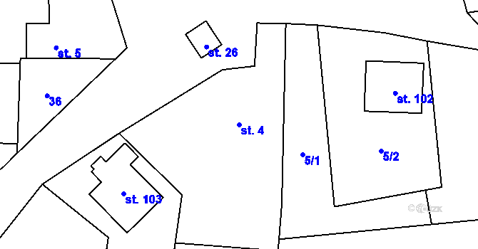Parcela st. 4 v KÚ Drachkov u Strakonic, Katastrální mapa