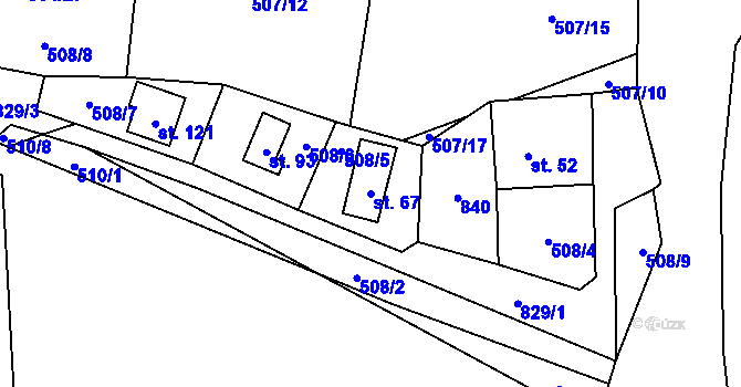 Parcela st. 67 v KÚ Drachkov u Strakonic, Katastrální mapa