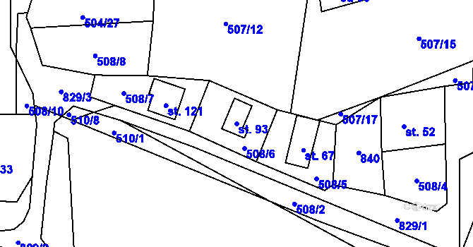 Parcela st. 93 v KÚ Drachkov u Strakonic, Katastrální mapa