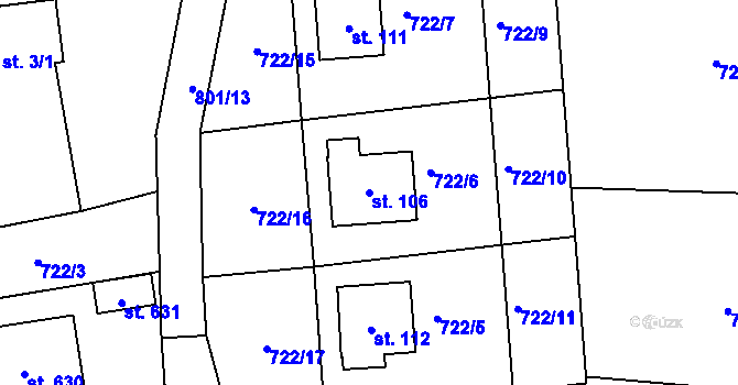 Parcela st. 106 v KÚ Drachkov u Strakonic, Katastrální mapa