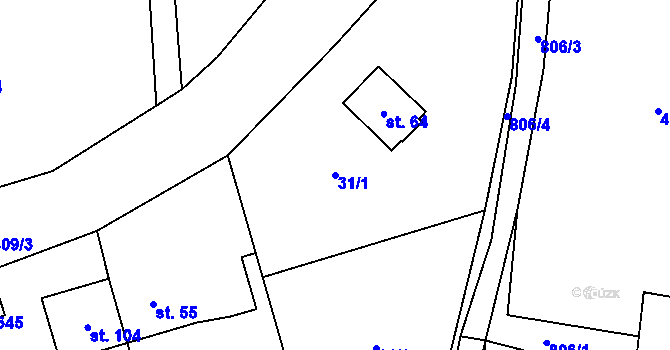 Parcela st. 31/1 v KÚ Drachkov u Strakonic, Katastrální mapa