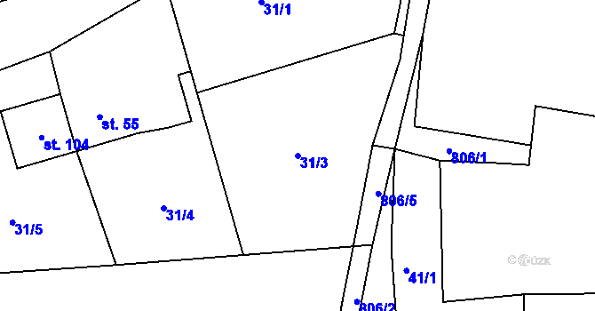 Parcela st. 31/3 v KÚ Drachkov u Strakonic, Katastrální mapa