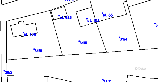 Parcela st. 31/5 v KÚ Drachkov u Strakonic, Katastrální mapa