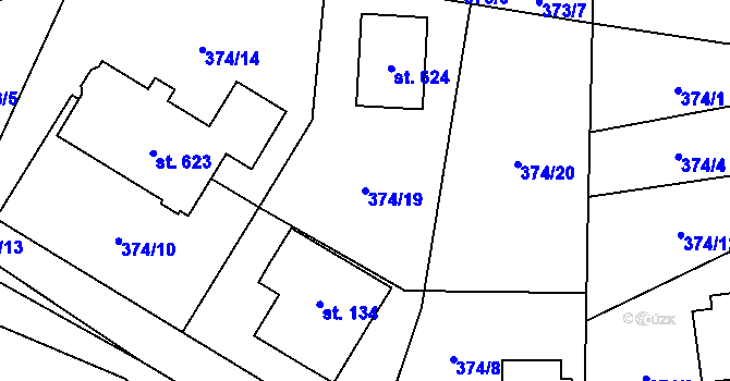 Parcela st. 374/19 v KÚ Drachkov u Strakonic, Katastrální mapa