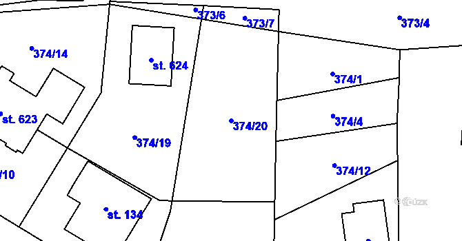 Parcela st. 374/20 v KÚ Drachkov u Strakonic, Katastrální mapa