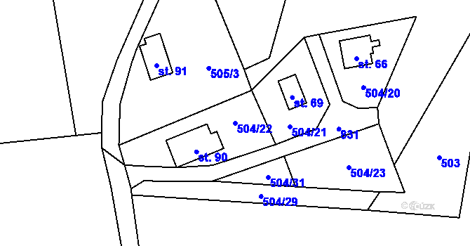 Parcela st. 504/22 v KÚ Drachkov u Strakonic, Katastrální mapa