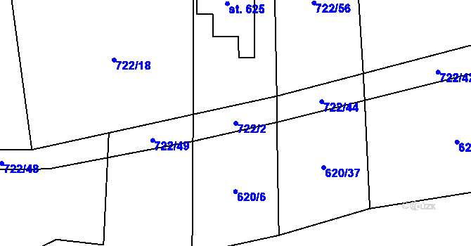 Parcela st. 722/2 v KÚ Drachkov u Strakonic, Katastrální mapa