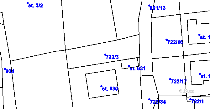 Parcela st. 722/3 v KÚ Drachkov u Strakonic, Katastrální mapa
