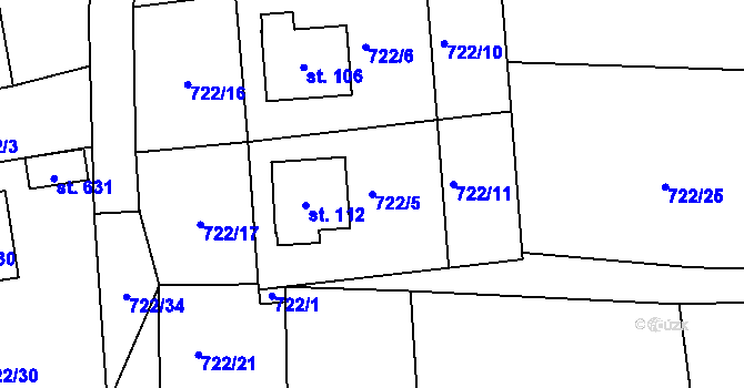Parcela st. 722/5 v KÚ Drachkov u Strakonic, Katastrální mapa