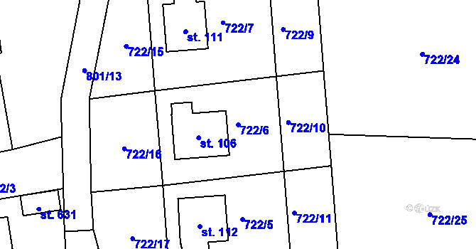 Parcela st. 722/6 v KÚ Drachkov u Strakonic, Katastrální mapa