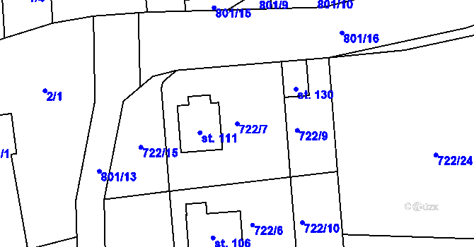 Parcela st. 722/7 v KÚ Drachkov u Strakonic, Katastrální mapa