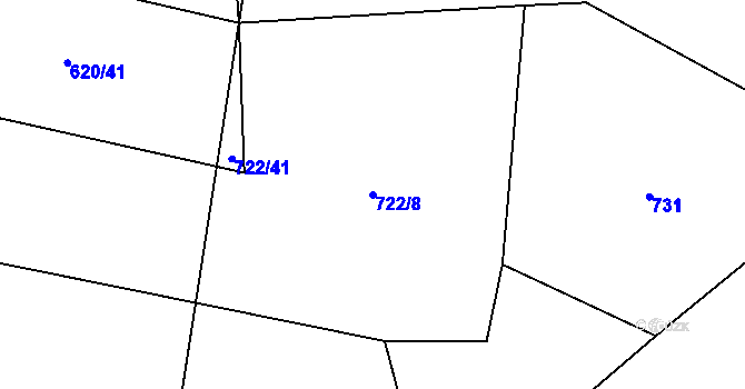 Parcela st. 722/8 v KÚ Drachkov u Strakonic, Katastrální mapa