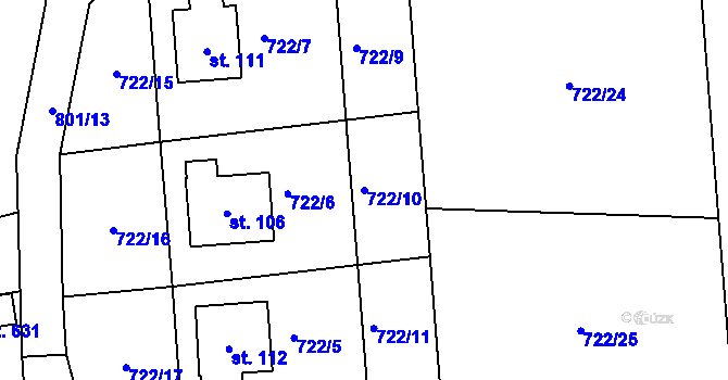 Parcela st. 722/10 v KÚ Drachkov u Strakonic, Katastrální mapa