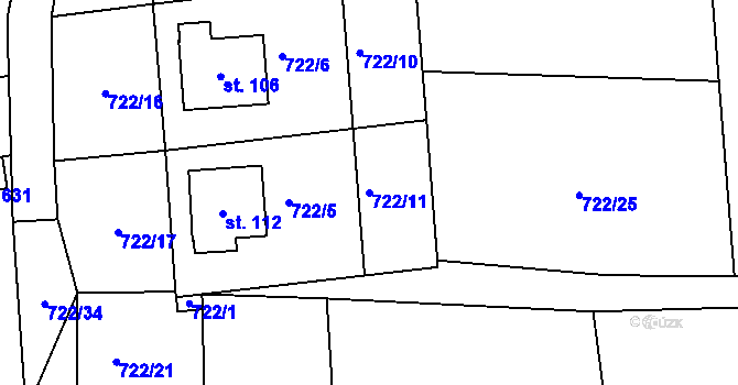 Parcela st. 722/11 v KÚ Drachkov u Strakonic, Katastrální mapa