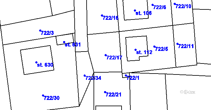Parcela st. 722/17 v KÚ Drachkov u Strakonic, Katastrální mapa
