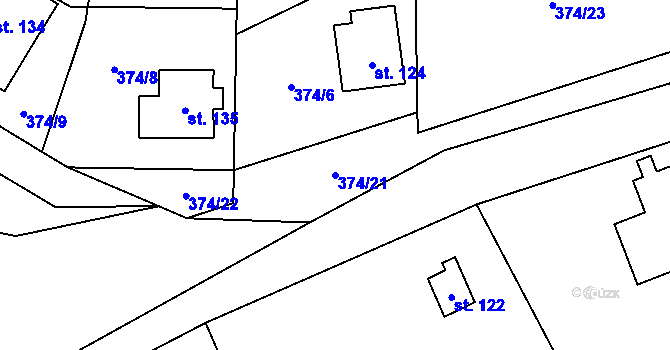 Parcela st. 374/21 v KÚ Drachkov u Strakonic, Katastrální mapa
