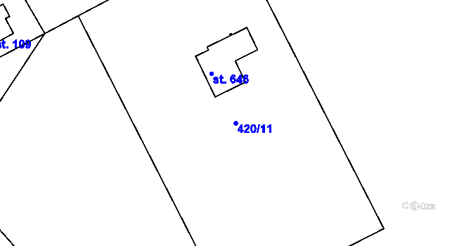 Parcela st. 420/11 v KÚ Drachkov u Strakonic, Katastrální mapa
