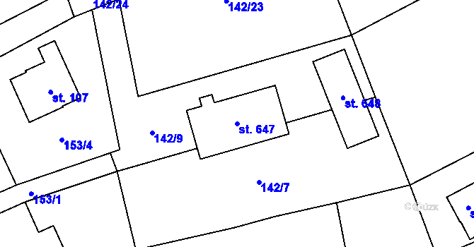Parcela st. 647 v KÚ Drachkov u Strakonic, Katastrální mapa