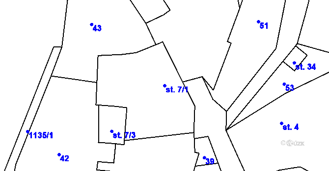 Parcela st. 7/1 v KÚ Makarov, Katastrální mapa