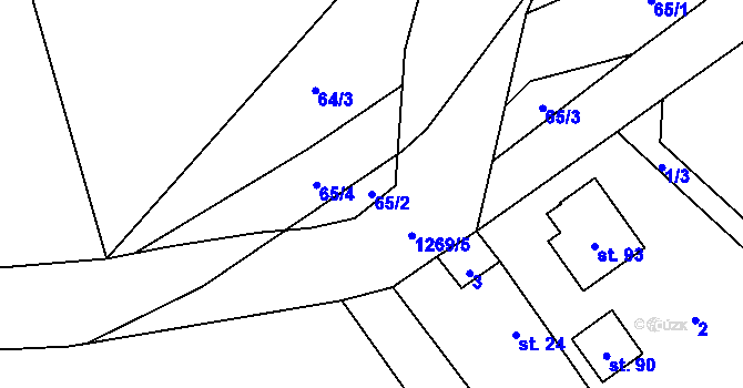 Parcela st. 65/2 v KÚ Makarov, Katastrální mapa