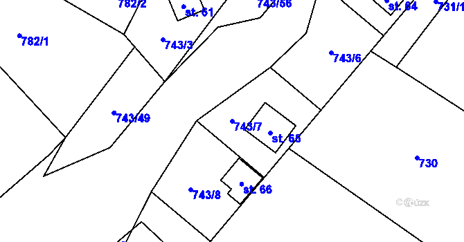 Parcela st. 743/7 v KÚ Makarov, Katastrální mapa