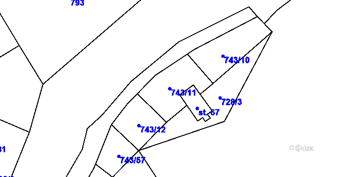 Parcela st. 743/11 v KÚ Makarov, Katastrální mapa
