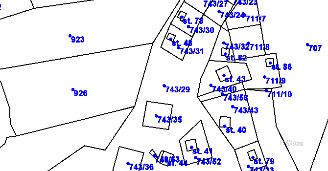 Parcela st. 743/29 v KÚ Makarov, Katastrální mapa