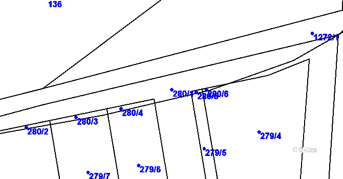 Parcela st. 280/1 v KÚ Makarov, Katastrální mapa