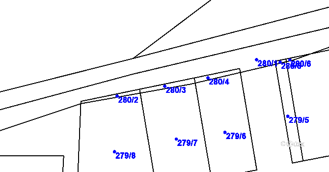 Parcela st. 280/3 v KÚ Makarov, Katastrální mapa