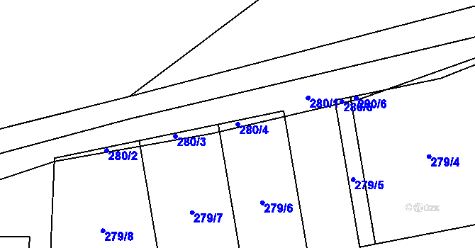 Parcela st. 280/4 v KÚ Makarov, Katastrální mapa