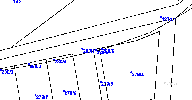 Parcela st. 280/5 v KÚ Makarov, Katastrální mapa