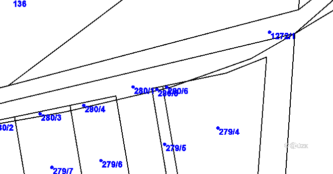 Parcela st. 280/6 v KÚ Makarov, Katastrální mapa