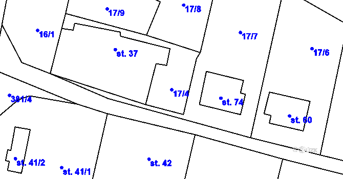 Parcela st. 17/4 v KÚ Pracejovice, Katastrální mapa