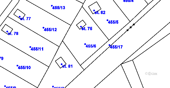 Parcela st. 455/6 v KÚ Pracejovice, Katastrální mapa