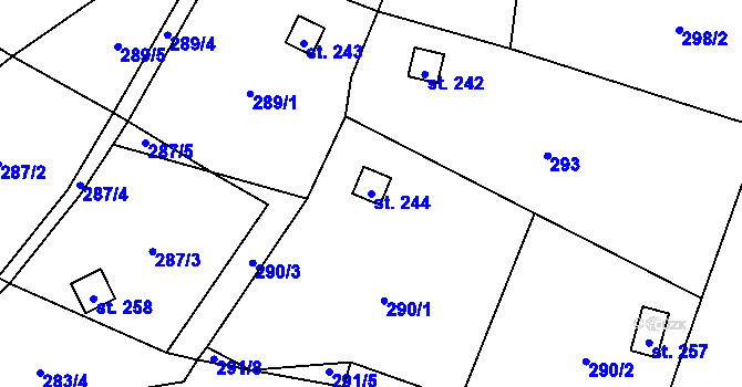 Parcela st. 244 v KÚ Prackovice nad Labem, Katastrální mapa