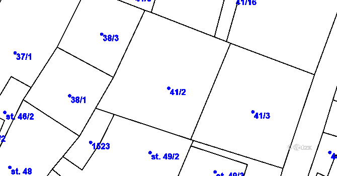 Parcela st. 41/2 v KÚ Prackovice nad Labem, Katastrální mapa