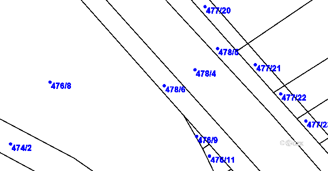 Parcela st. 478/6 v KÚ Práče, Katastrální mapa