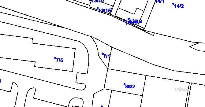 Parcela st. 7/1 v KÚ Práče, Katastrální mapa