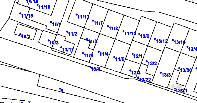 Parcela st. 11/4 v KÚ Práče, Katastrální mapa