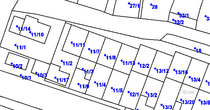 Parcela st. 11/8 v KÚ Práče, Katastrální mapa